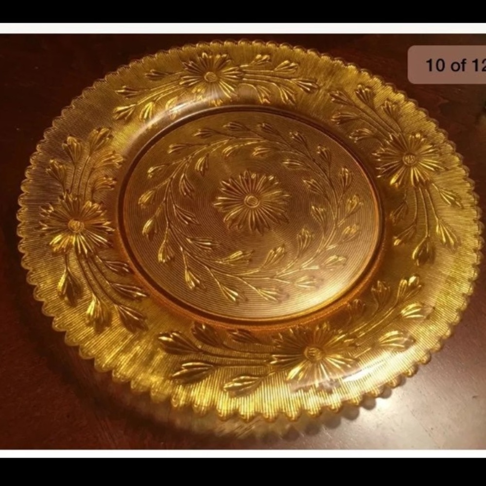 6 Vintage Amber Indiana Depression Glass 8” Plates - Picture 7 of 8